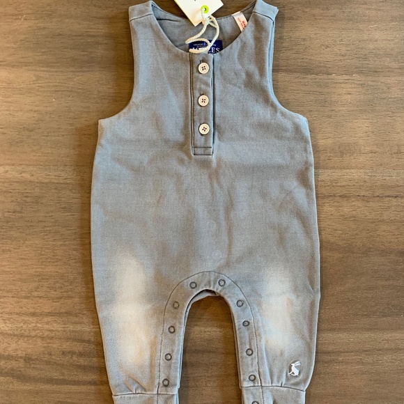 New Joules Baby Steel Gray Knit Overalls Coverall